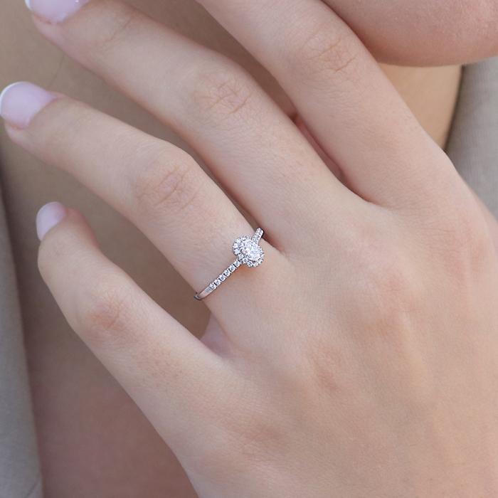 Μονόπετρο Δαχτυλίδι Ροζέτα Λευκόχρυσος  K18 με Διαμάντια SKU-81204