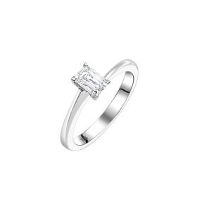 Μονόπετρο Δαχτυλίδι με Διαμάντι Emerald Cut Λευκόχρυσος K18 SKU-81250