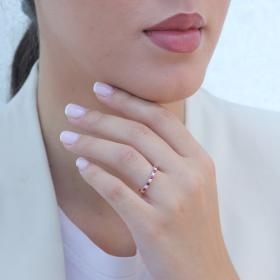 Σειρέ Μισόβερο Χρυσός K14 με Διαμάντια & Ρουμπίνια SKU-81165