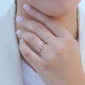 Σειρέ Μισόβερο Χρυσός K14 με Διαμάντια & Ρουμπίνια SKU-81165