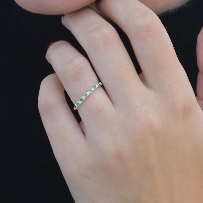 Δαχτυλίδι Σειρέ με Διαμάντια & Σμαράγδια σε Κίτρινο Χρυσό K18 SKU-81772