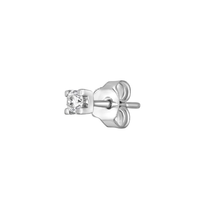 Σκουλαρίκι Μονό Καρφωτό Λευκόχρυσος Κ18 με Διαμάντι SKU-81293