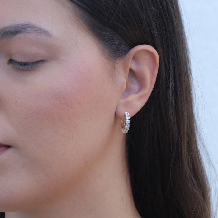 Σκουλαρίκια Κρίκοι Χρυσός Κ9 με Ζιργκόν SKU-81125