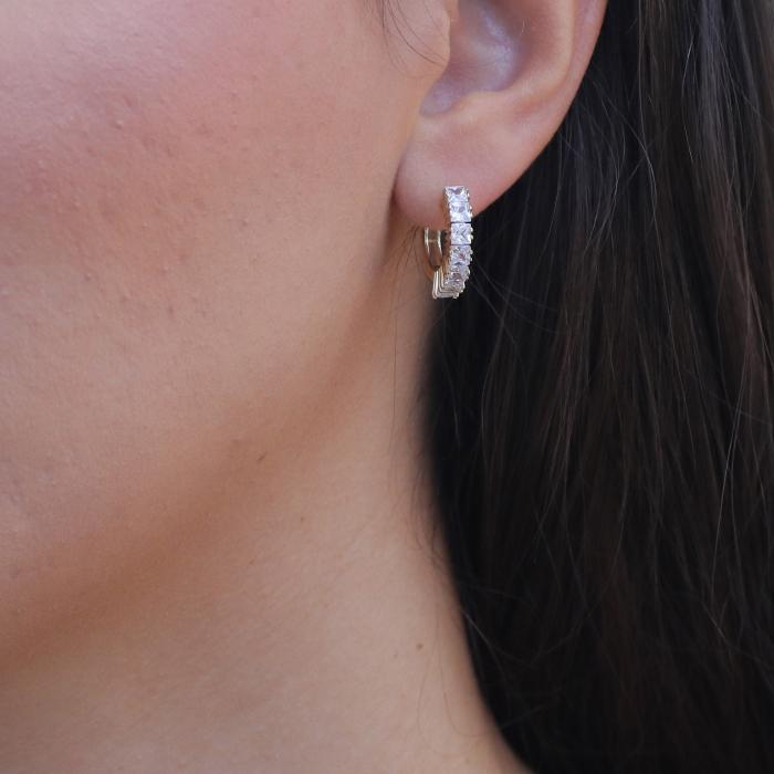 Σκουλαρίκια Κρίκοι Χρυσός Κ9 με Ζιργκόν SKU-81125