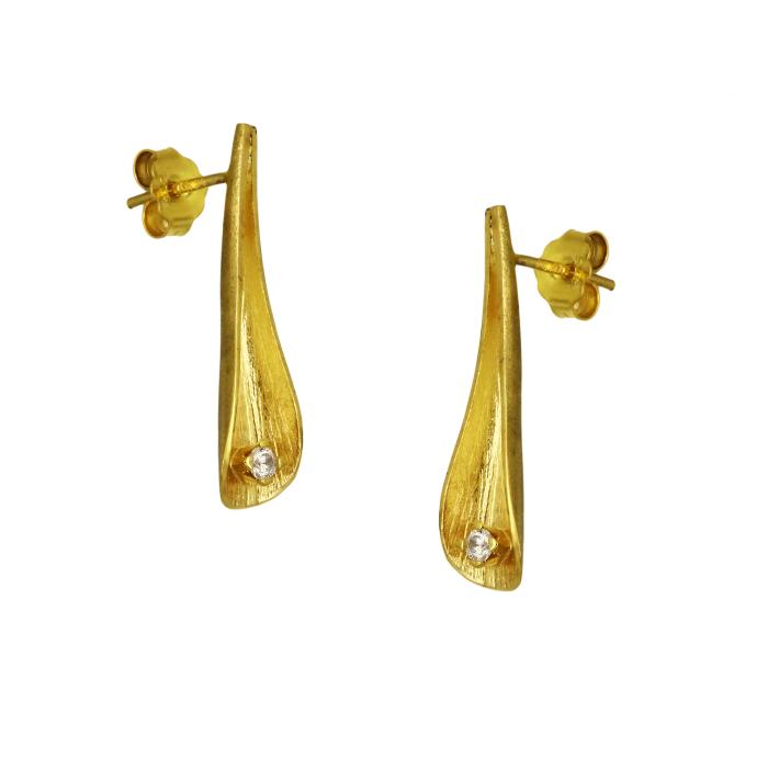 Σκουλαρίκια Κρεμαστά με Ζιργκόν Χρυσός K9 SKU-81686