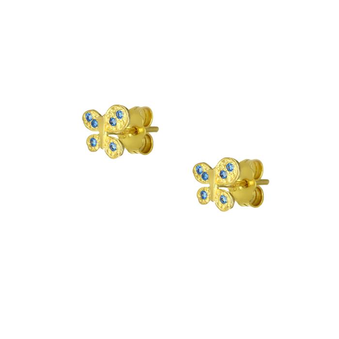 Σκουλαρίκια Πεταλούδα με Ζιργκόν Χρυσός K9 SKU-81797