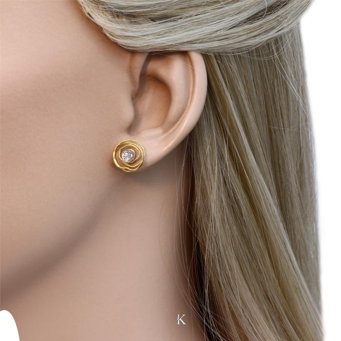 Καρφωτά Σκουλαρίκια με Ζιργκόν Χρυσός & Λευκόχρυσος Κ9 SKU-81884