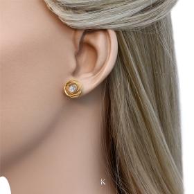 Καρφωτά Σκουλαρίκια με Ζιργκόν Χρυσός & Λευκόχρυσος Κ9 SKU-81884