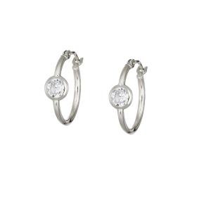 Σκουλαρίκια Κρίκοι Λευκόχρυσος K14 με Λευκά Ζιργκόν SKU-81911
