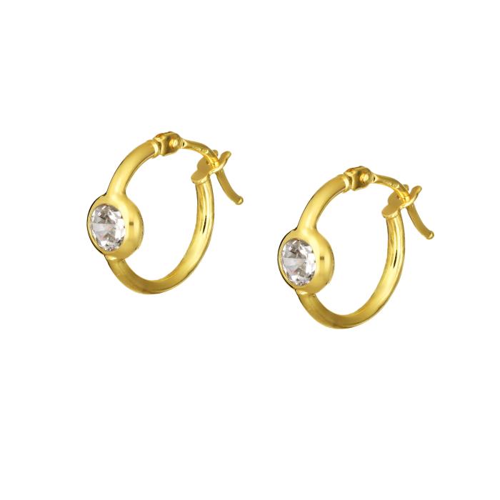 Σκουλαρίκια Κρίκοι με Λευκά Ζιργκόν Χρυσός K14 SKU-81914