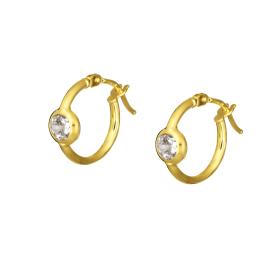 Σκουλαρίκια Κρίκοι με Λευκά Ζιργκόν Χρυσός K14 SKU-81914