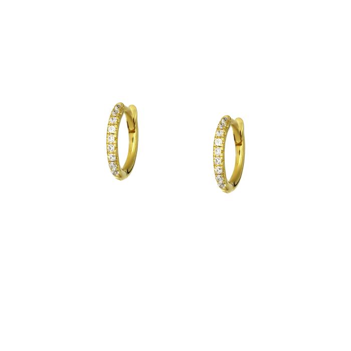 Σκουλαρίκια Κρίκοι Χρυσός K14 με Λευκά Ζιργκόν SKU-81927