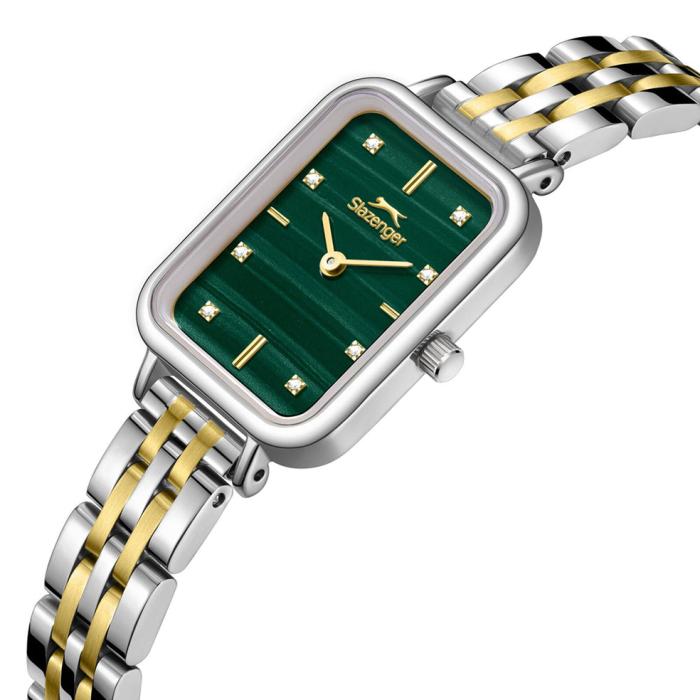 Γυναικείο Ρολόι SLAZENGER με Πράσινο Καντράν & Δίχρωμο Μπρασελέ SKU-81038