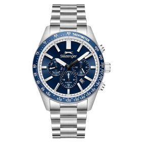 Ανδρικό Ρολόι SLAZENGER με Μπλέ Καντράν & Ασημί Μπρασελέ SKU-81051