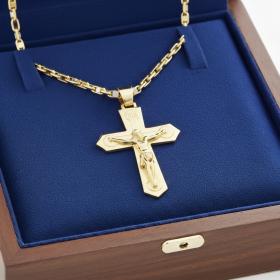 Σταυρός Ανδρικός με Αλυσίδα Λευκόχρυσος & Χρυσός K14 SKU-81940