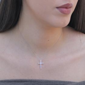 Σταυρός με Αλυσίδα  Λευκόχρυσος K14 και Διαμάντια SKU-81254