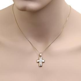 Σταυρός Λευκόχρυσος & Χρυσός K14 με τον Εσταυρωμένο SKU-81164