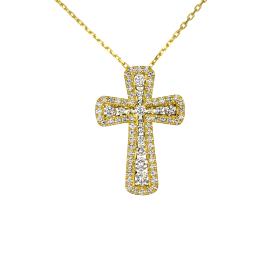 Σταυρός με Αλυσίδα & Διαμάντια Χρυσός K18 SKU-81190