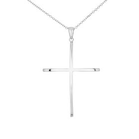 Σταυρός με Αλυσίδα Λευκόχρυσος K14  & Διαμάντια SKU-81247