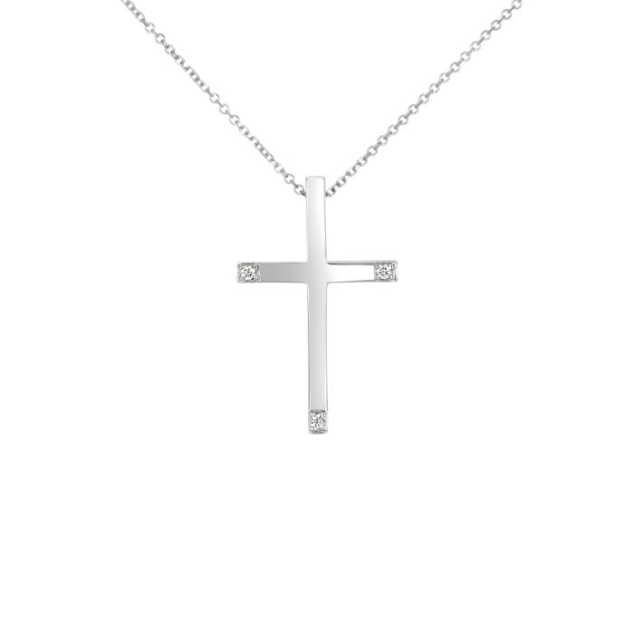 Σταυρός με Διαμάντι Λευκόχρυσος K14 SKU-81258