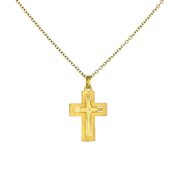 Σταυρός Διπλής Όψεως Χρυσός K9 SKU-81834