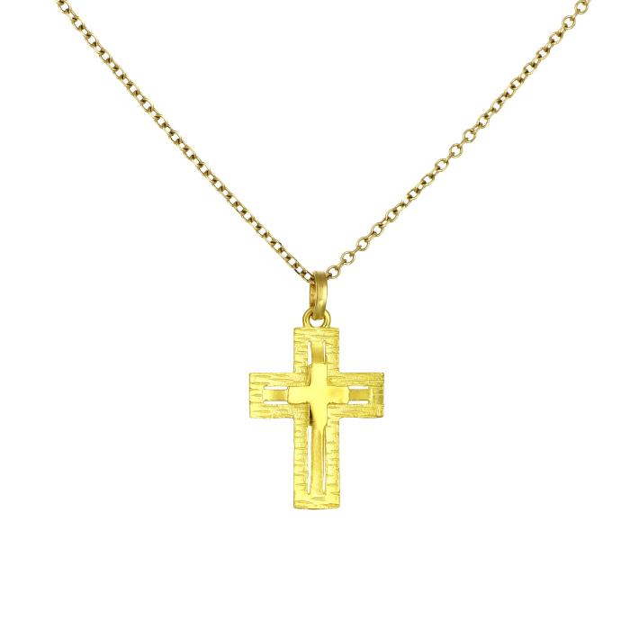 Σταυρός Διπλής Όψεως Χρυσός K9 SKU-81834