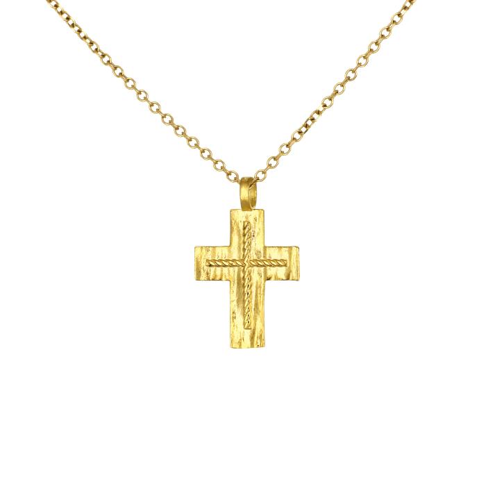 Σταυρός Διπλής Όψεως Χρυσός K9 SKU-81843