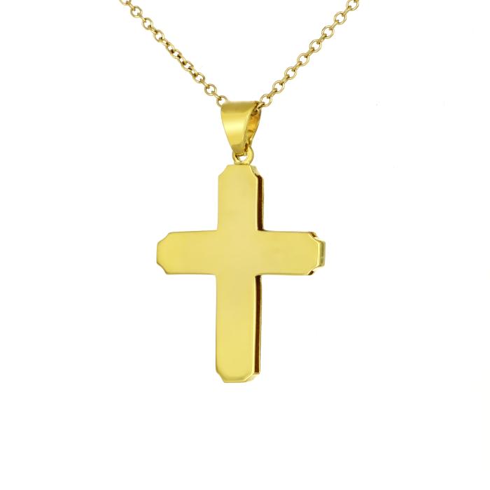 Σταυρός Βάπτισης Διπλής Όψεως για Αγόρι & Κορίτσι Χρυσός K9 SKU-81853
