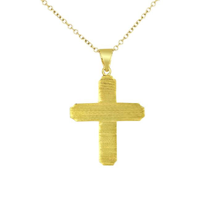 Σταυρός Βάπτισης Διπλής Όψεως για Αγόρι & Κορίτσι Χρυσός K9 SKU-81853