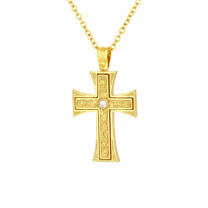 Σταυρός Βάπτισης FaCad’oro για Κορίτσι με Λευκά Ζιργκόν Ασήμι 925° SKU-81928