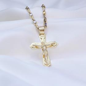 Σταυρός Ανδρικός με Αλυσίδα Λευκόχρυσος & Χρυσός K14 SKU-81940