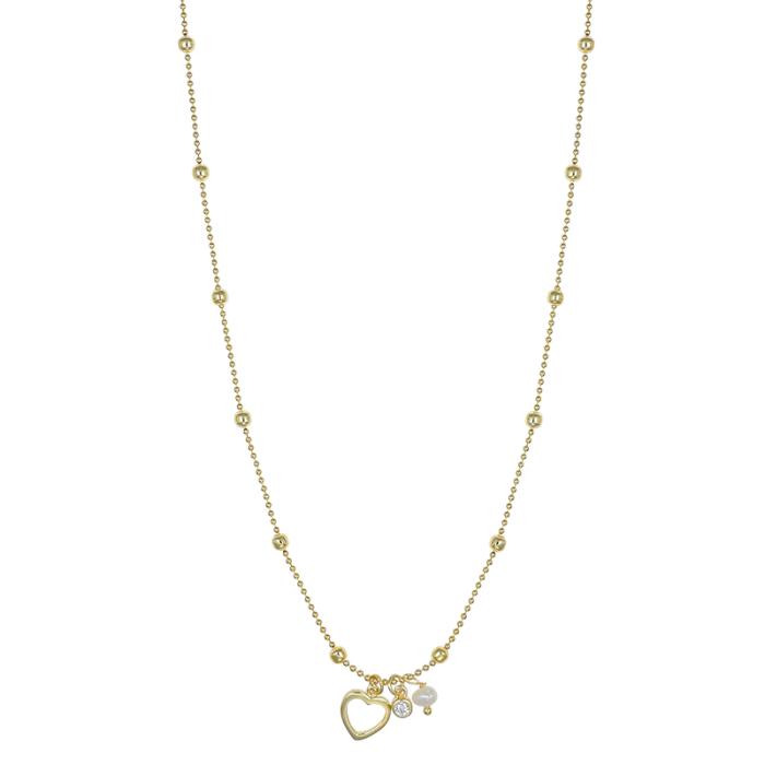 Κολιέ Καρδιά Ασήμι 925° με Ζιργκόν & Πέρλα SKU-82260