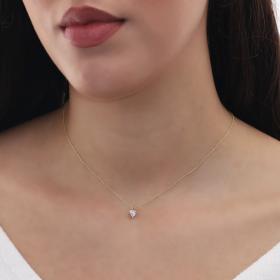 Κολιέ Καρδιά Χρυσός Κ9 με Λευκό Ζιργκόν SKU-82497