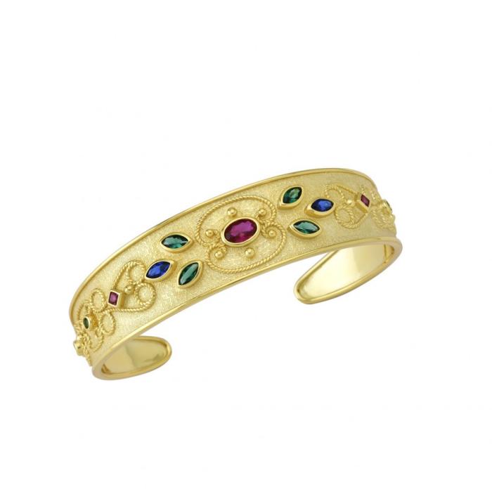 Βραχιόλι Βυζαντινό Ύφος με Ζιργκόν 925° SKU-82165