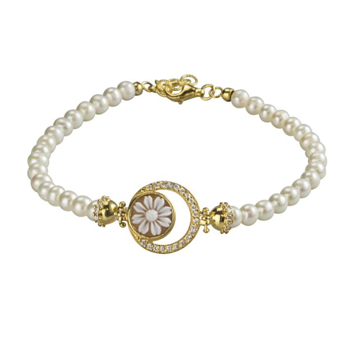 Βραχιόλι Ασήμι 925° με Ζιργκόν & Πέρλες SKU-82452