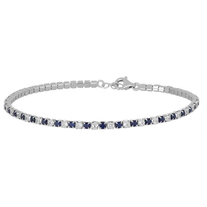 Βραχιόλι Ριβιέρα Ασήμι 925° με Λευκά & Μπλε Ζιργκόν SKU-82454