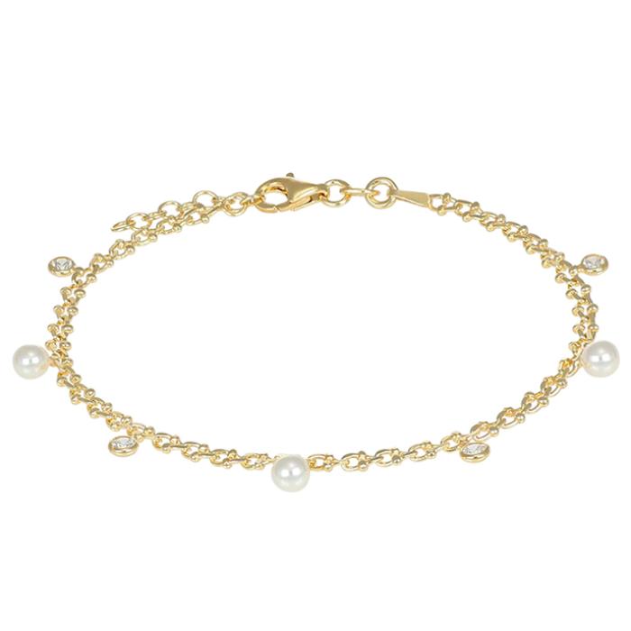 Βραχιόλι Ασήμι 925° με Ζιργκόν & Πέρλες SKU-82457