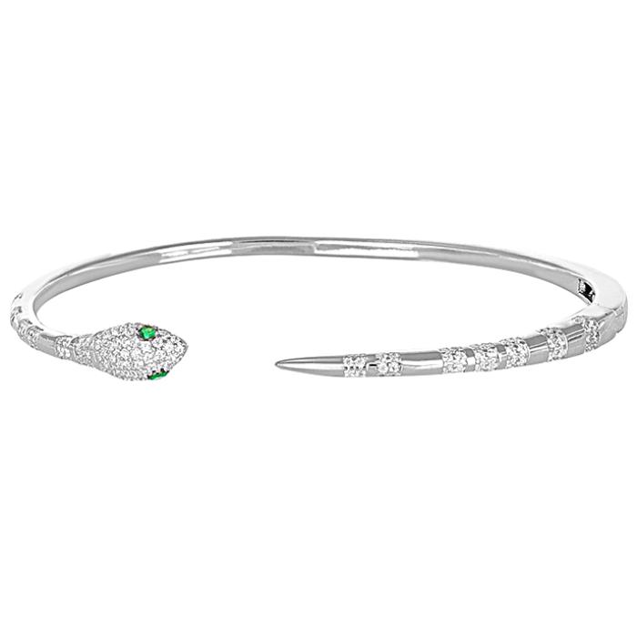 Βραχιόλι Χειροπέδα Φίδι με Ζιργκόν Ασήμι 925° SKU-82461