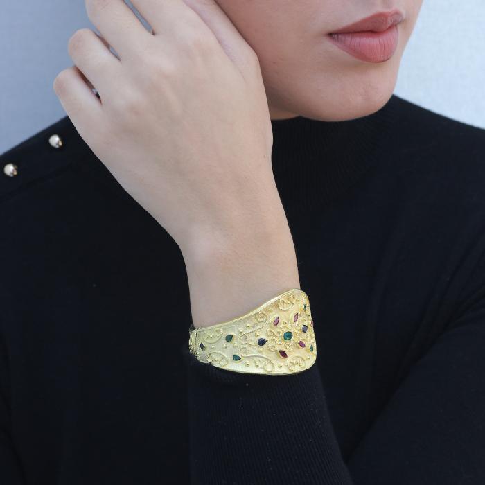 Βραχιόλι με Χρωματιστά Ζιργκόν Ασήμι 925° σε Βυζαντινό Ύφος. SKU-82622