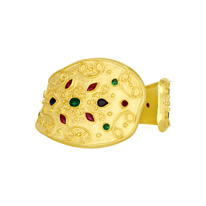 Βραχιόλι με Χρωματιστά Ζιργκόν Ασήμι 925° σε Βυζαντινό Ύφος. SKU-82622