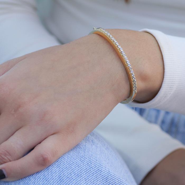 Βραχιόλι Χειροπέδα με Διαμάντια Χρυσός K14 SKU-82120