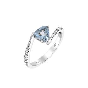 Δαχτυλίδι Λευκόχρυσος K18 με Διαμάντια & Aquamarine SKU-82956