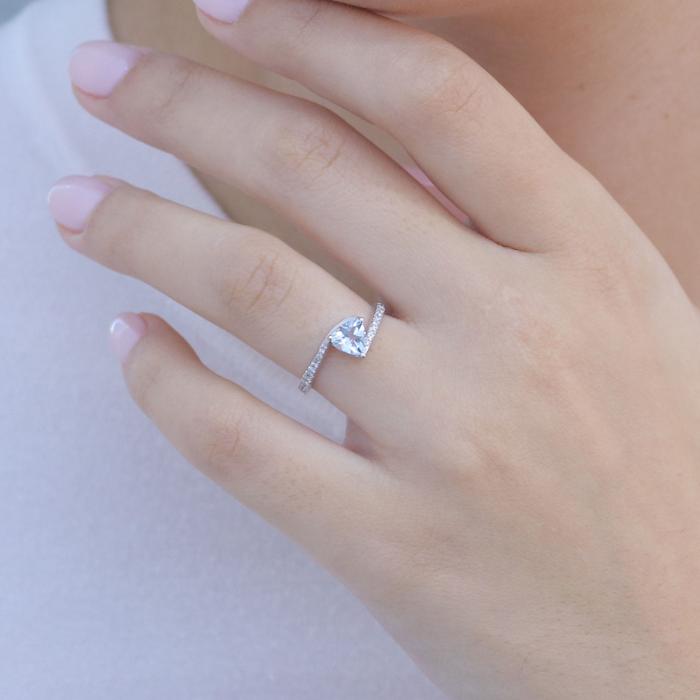 Δαχτυλίδι Λευκόχρυσος K18 με Διαμάντια & Aquamarine SKU-82956