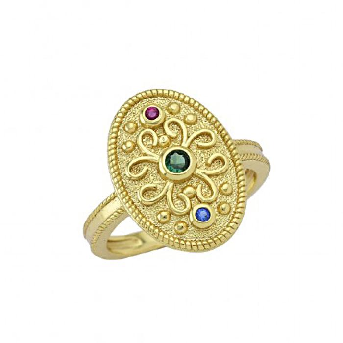 Δαχτυλίδι σε Βυζαντινό Στυλ με Ζιργκόν Ασήμι 925° SKU-82182