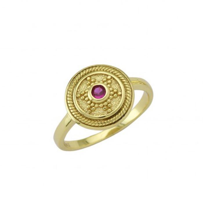 Δαχτυλίδι σε Βυζαντινό Στυλ με Ζιργκόν Ασήμι 925° SKU-82187