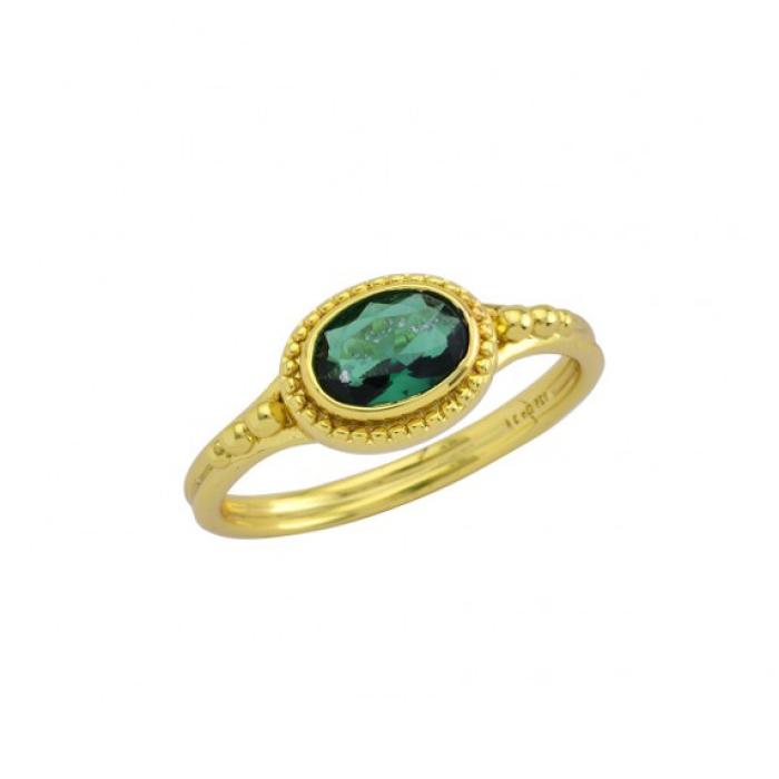 Δαχτυλίδι σε Βυζαντινό Στυλ Ασήμι 925° με Πράσινο Ζιργκόν SKU-82188