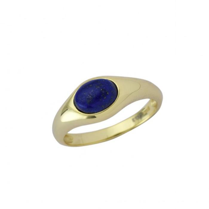 Δαχτυλίδι Ασήμι 925° με Lapis Lazuli & Κίτρινο Επιχρύσωμα SKU-82189