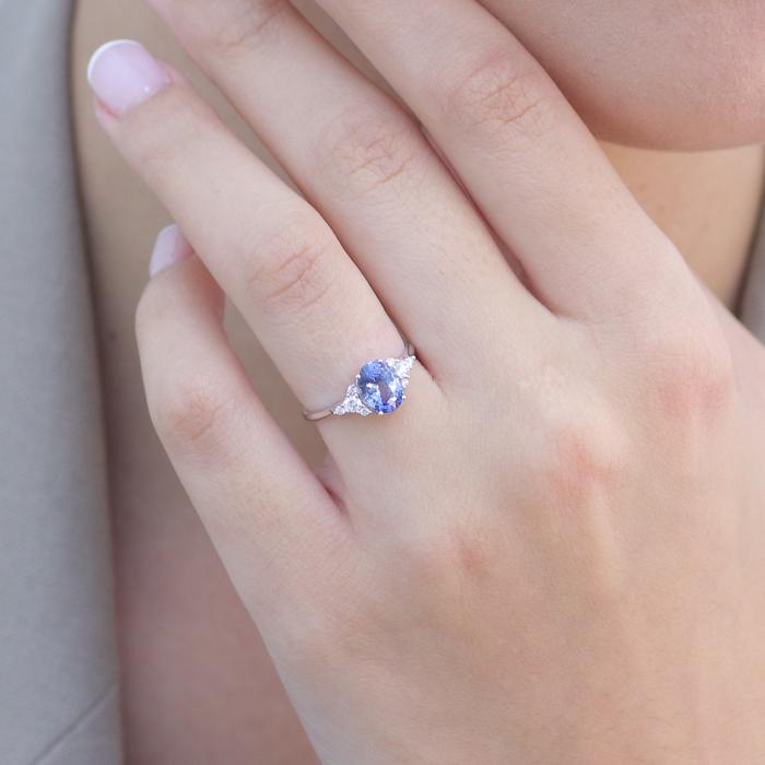 Δαχτυλίδι με Διαμάντια & Ζαφείρι Λευκόχρυσος K18 SKU-82441