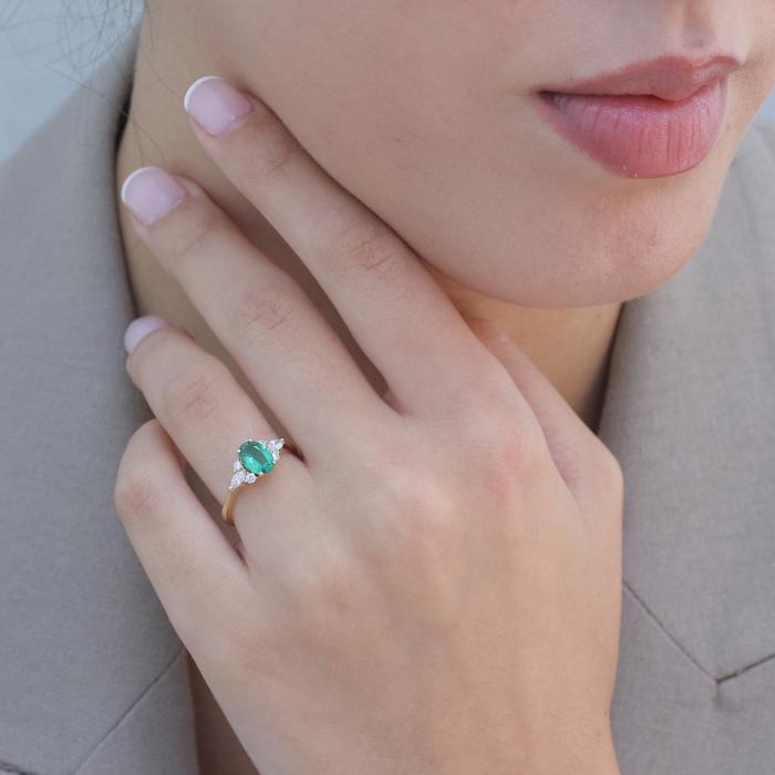 Δαχτυλίδι με Διαμάντια & Σμαράγδι Χρυσός K18 SKU-82442