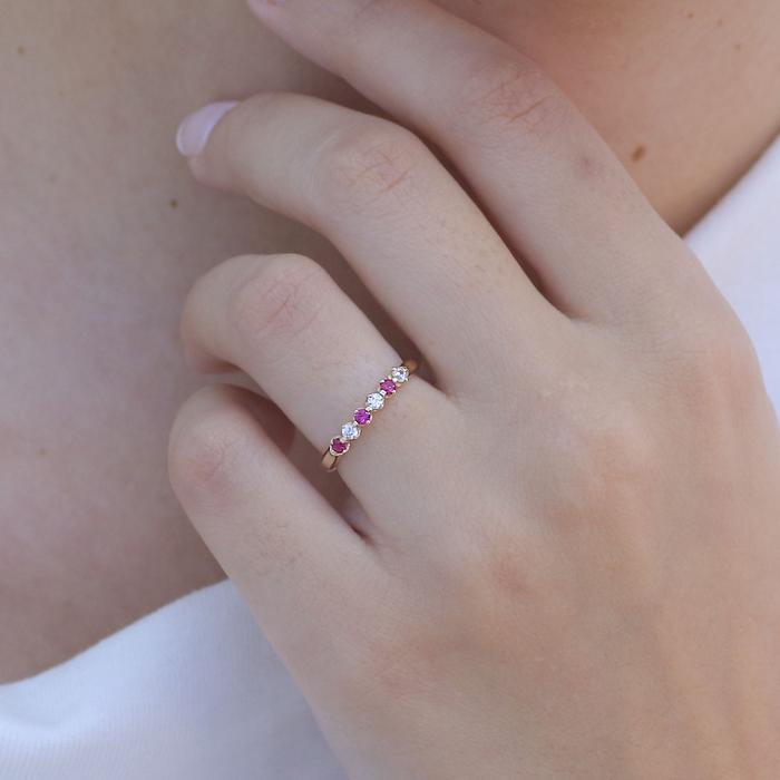 Δαχτυλίδι Σειρέ  με Ροζ & Λευκά Ζιργκόν σε Χρυσό Κ14 SKU-82586